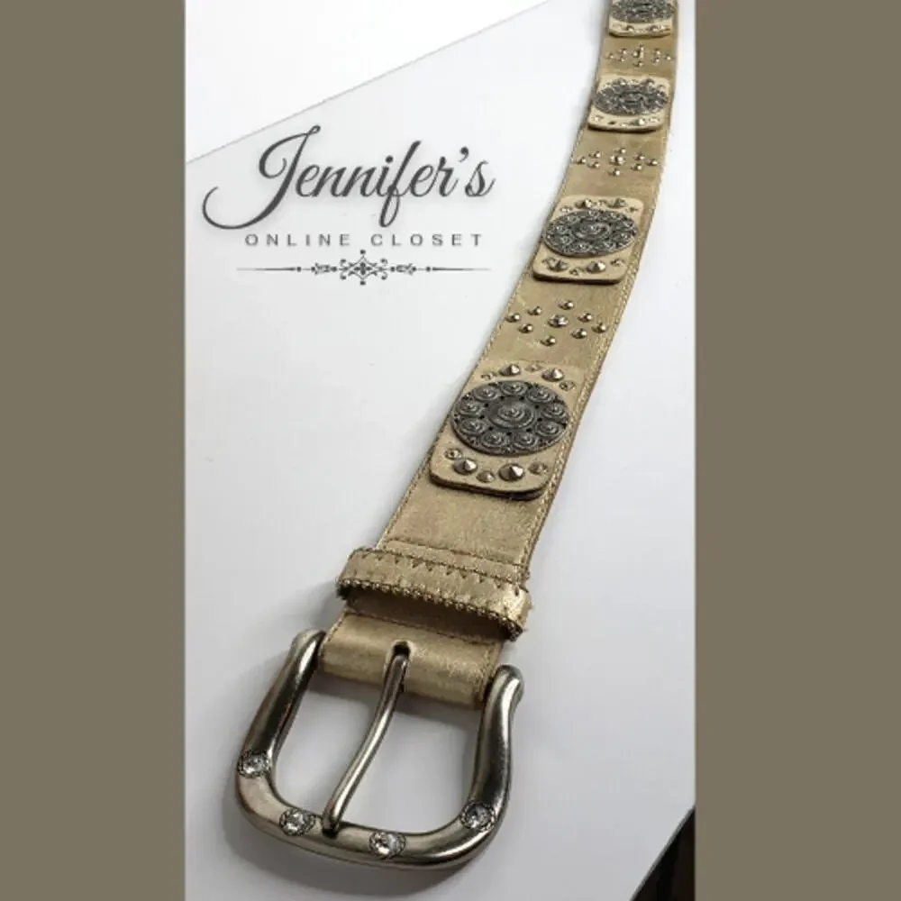 3/$25 Kathy Van Zeeland Faux Leather Studded Belt Size Medium